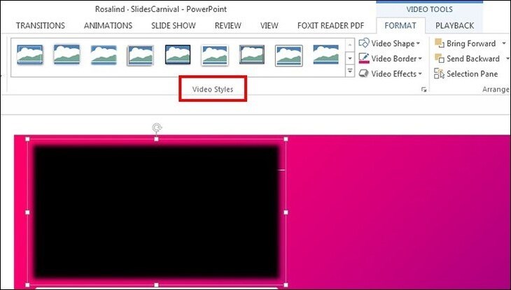 Chọn Video Styles để chọn kiểu khung hình hiển thị cho video