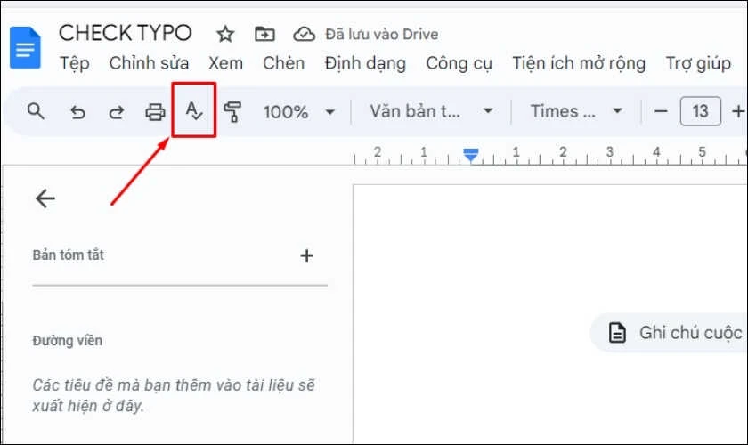 Kiểm tra chính tả và ngữ pháp trên Google Docs