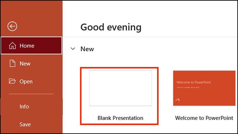 Mở một file PowerPoint mới