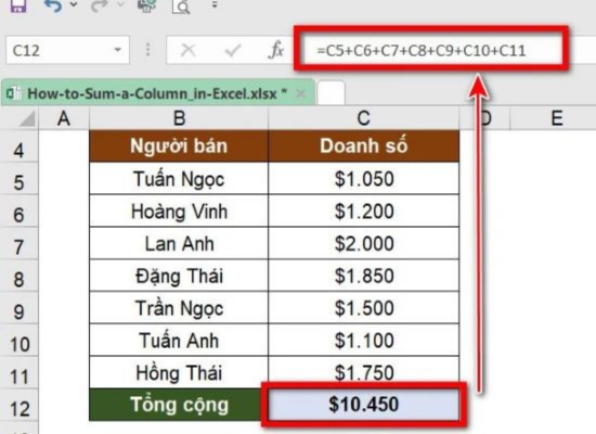 4 Cách Tính Tổng Trong Excel Không Dùng Hàm Sum Hiệu Quả