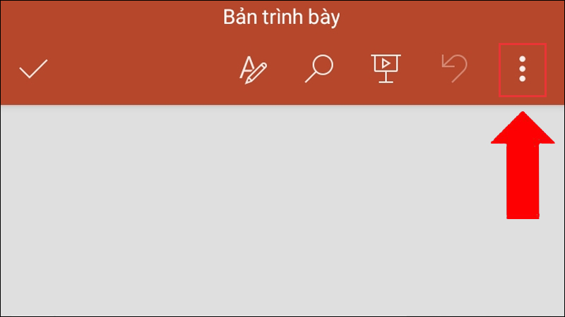 Để lưu bài PowerPoint bạn cần nhấp vào icon ba chấm bên phải ứng dụng