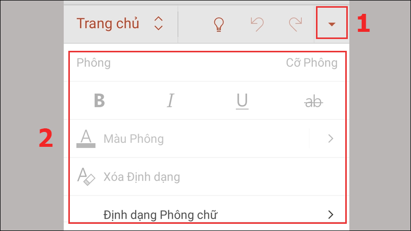 Bạn nhấp vào icon mũi tên (1). Sau đó, chỉnh sửa theo ý muốn của mình (2)